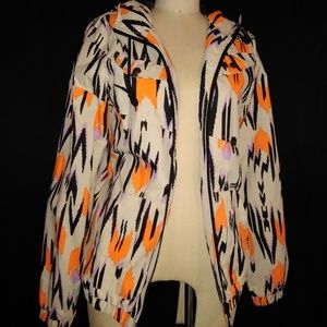 Zip up hooded rain jacket